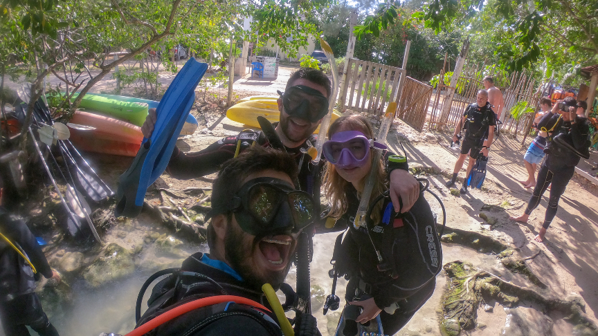 cenote dive in open water with underwatermexico