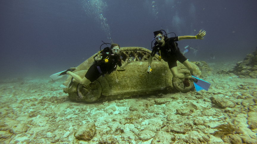 Volkswagen statue at MUSA underwater museum Isla Mujeres
