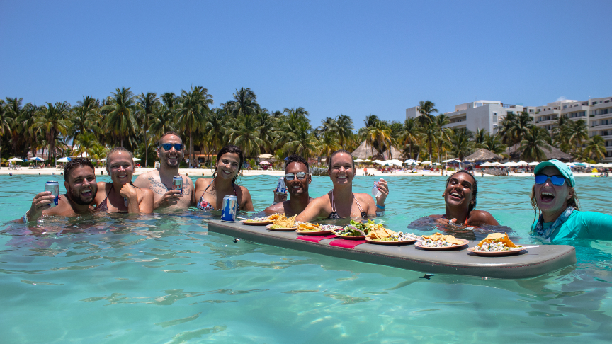 delicious lunch in the water at Playa Norte, Isla Mujeres