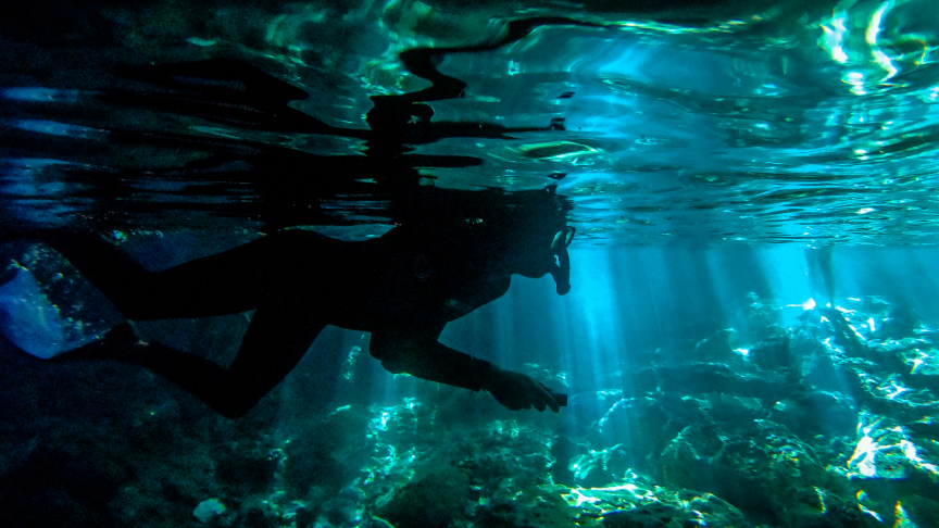 Cenote 2 Dos ojos, snorkel in cenote, swimming in cenote, tulum