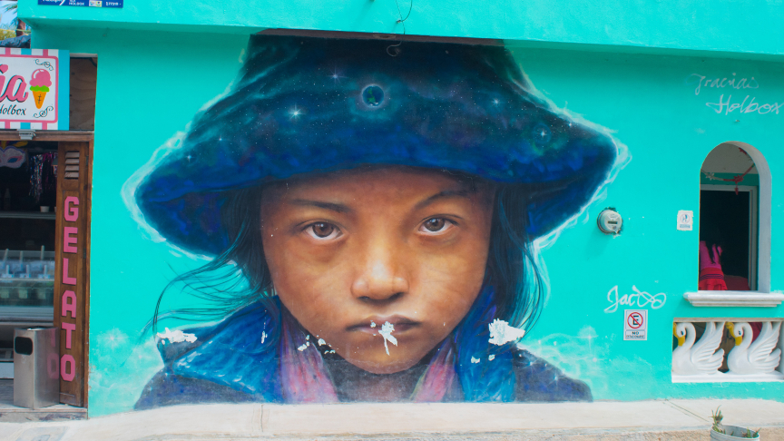Beautiful street art on Holbox Island