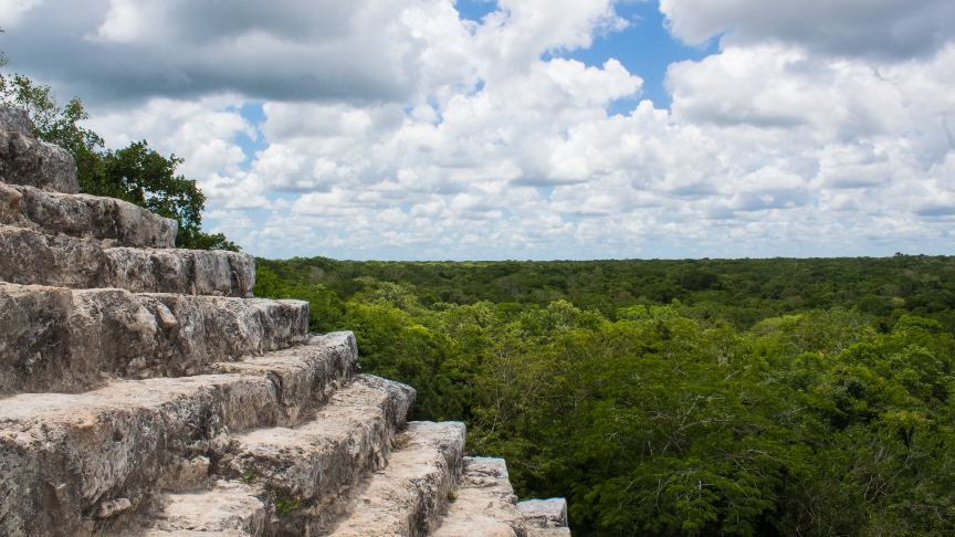 view from the Nohoch Mul pyramid in Coba