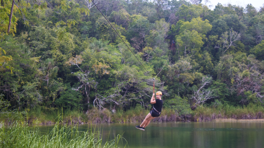 Zipline over the Lagoon in Punta Laguna Reserve