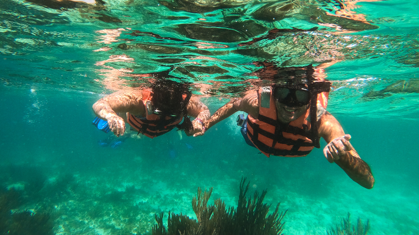 snorkeling at the reef during our Sian Kaan excursion