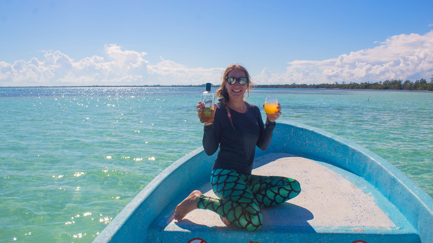 fun time with some tequila at our Sian Kaan excursion