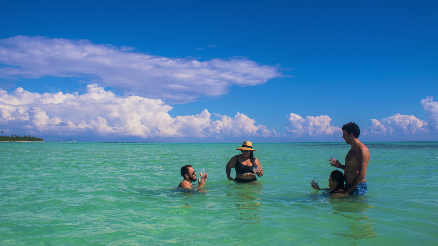 relaxing time at the natural pool on the Sian Kaan excursion