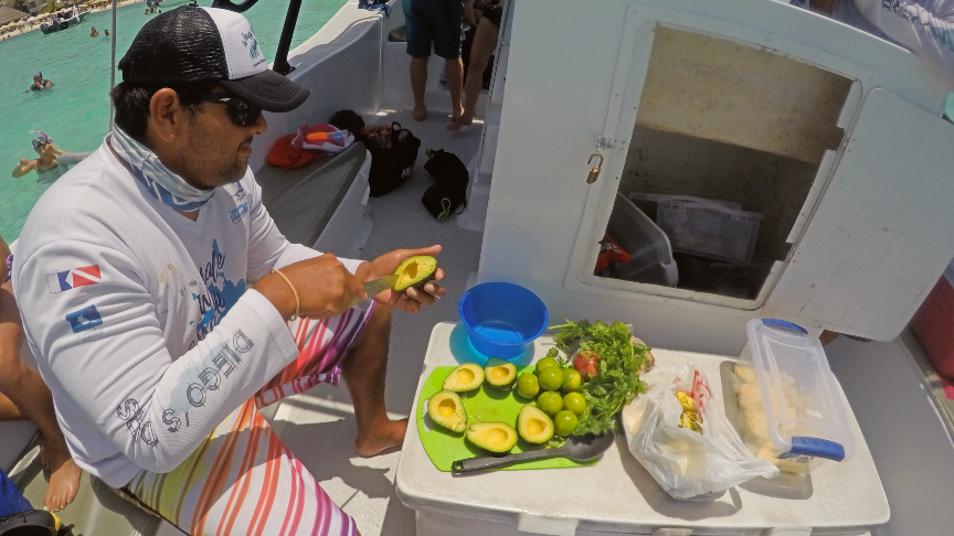 Our captain also happens to be a professional chef, making a fresh guacamole