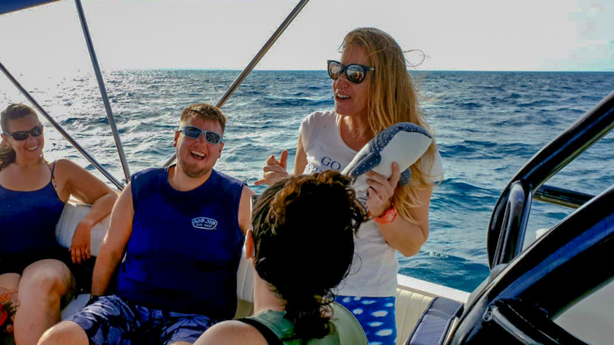 Doing what I love most, guiding the whale shark tour, having some fun
